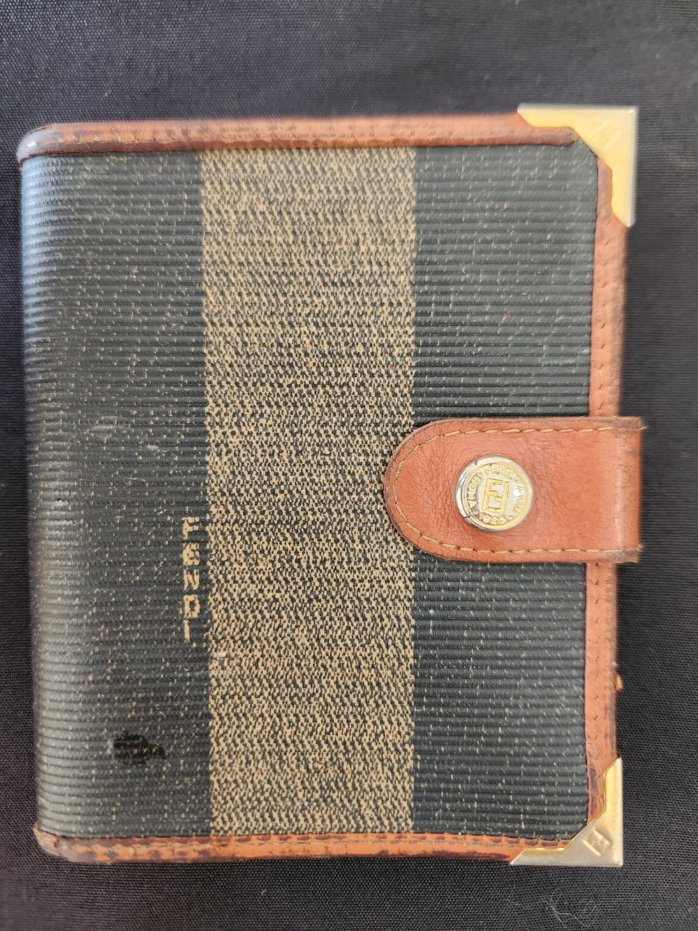 "Authentic Vintage 1980s Fendi Pequin Stripe Photo ID Wallet Organizer"